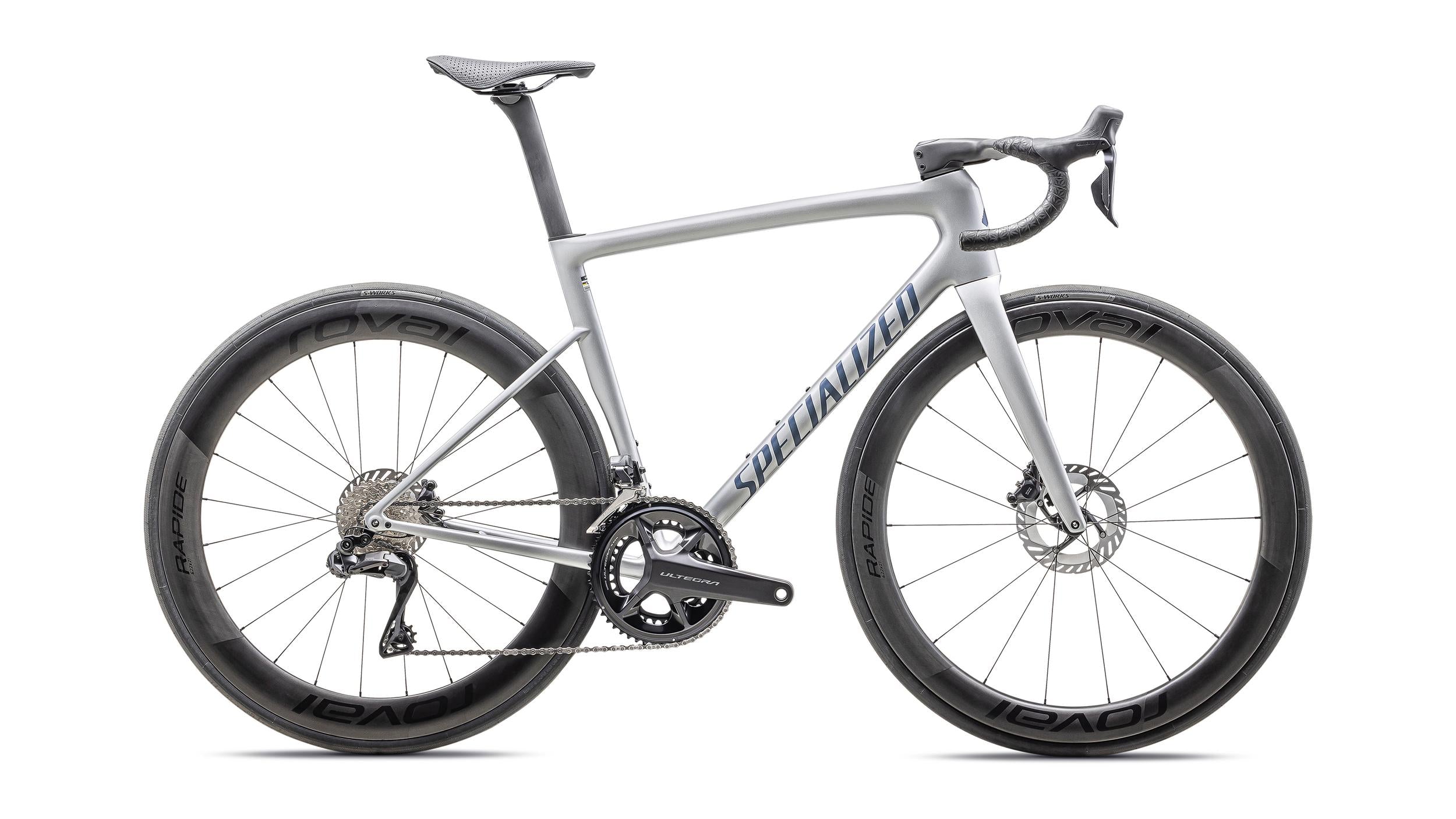 Tarmac SL8 Pro Ultegra Di2 Specialized 2025 Gloss Liquid Silver/Satin Blue Pearl Over Black Liquid Metal #2