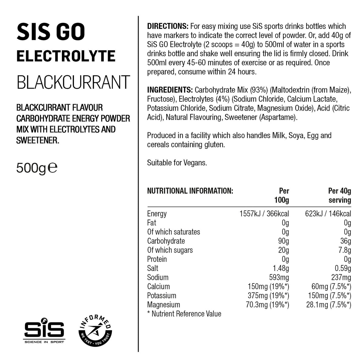 SIS GO Polvo Energético/Electrolitos 500g Grosella Negra #2